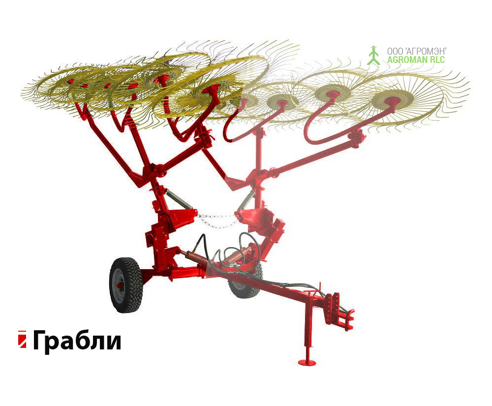 Грабли прицепные колесно-пальцевые AGW, техника для сельскохозяйственных работ